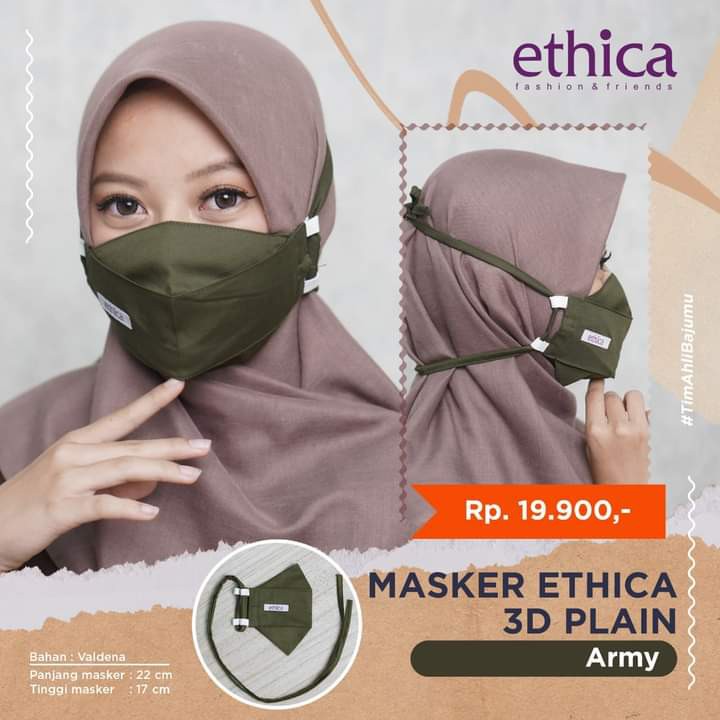 ETHICA ORIGINAL MASKER ETHICA 3D PLAIN MASKER ETHICA 3D PLAIN MASKER MUSLIMAH DEWASA FASHION TERBARU