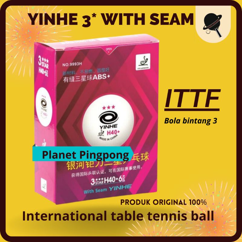 Bola pingpong bintang 3 Yinhe 3 Star S40+ Plastic Seamless tanpa sambungan premium Tenis Meja terlar