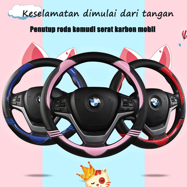 Cover Stir Mobil /  Sarung Stir Mobil Carbon Sport Kulit  Sarung Stir Mobil/Setir &amp; Sarung Setir Mobil