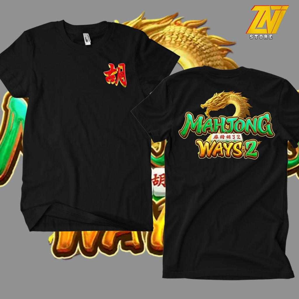 Kaos Distro Tshirt Baju Kekinian Pakaian Tema Game Online Slot Mahjong Ways 2 Unisex Cowo/ Cewe / Pria/ Wanita