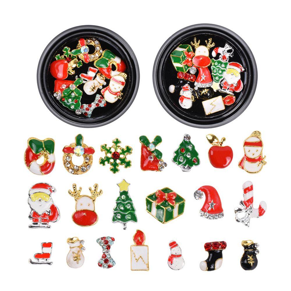 Mxbeauty Glitter Berlian Imitasi Bentuk Santa Claus / Snowman / Pohon Natal 3D Untuk Dekorasi Nail Art DIY