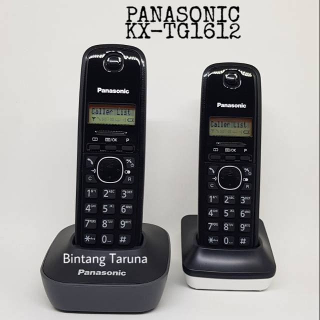 Wireless Phone Panasonic KX-TG1612 Telpon Panasonic TG1612 Hitam Putih