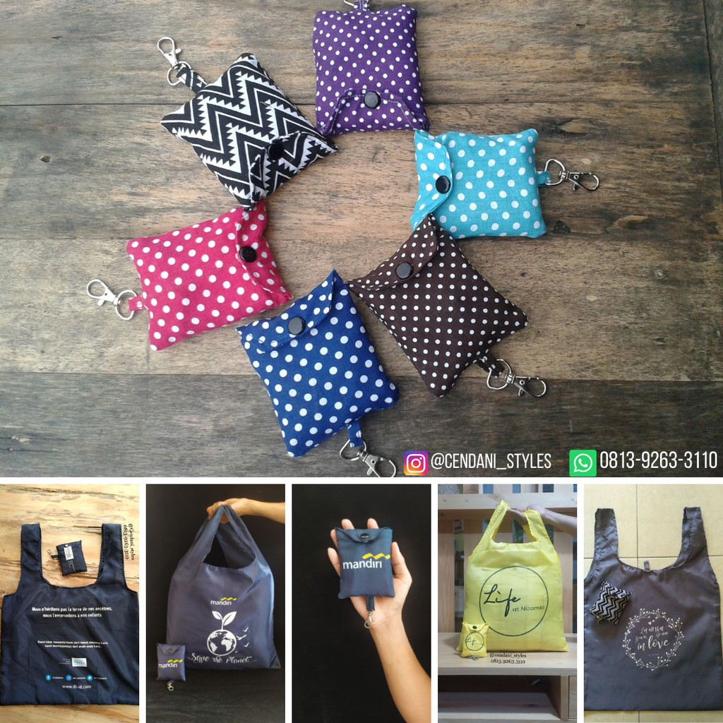 Tas Lipat Belanja Parasut / Souvenir Gantungan Kunci / Tas Custom Sablon Printing