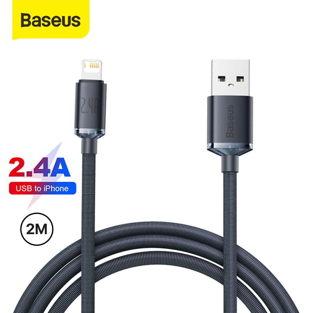 Baseus Crystal Shine Kabel Data iPhone Cable USB to Lightning Fast Charging 2.4A  2M