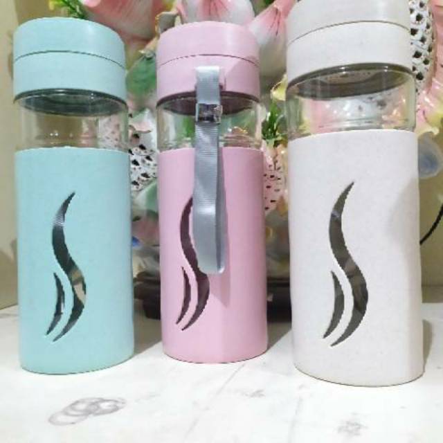 BOTOL MINUM KACA BELING MOTIF BERVARIASI WARNA 750ML