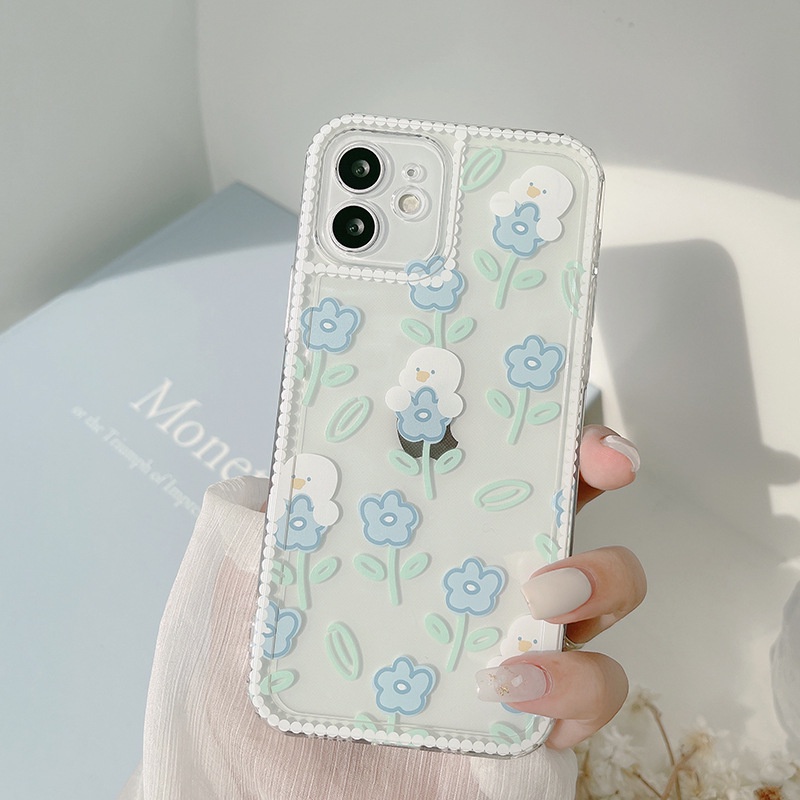 Soft Case Pelindung Transparan Motif Bunga Dan Bebek Untuk Iphone 7 8 PLUS X XR XS 11 12 13 MINI PRO MAX SE 2020