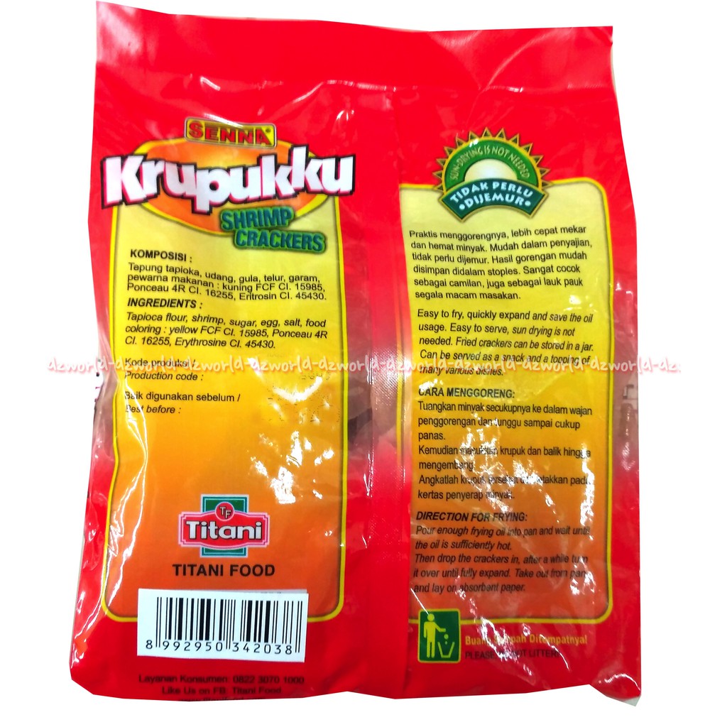 Krupukku Senna Kerupuk Udang 250gr Titani Food Sena Shrimp Crackers Krupuk Ku 250 gram Crupukku
