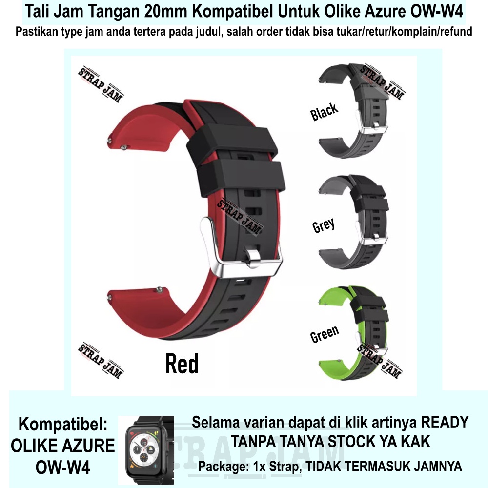 SSR Tali Jam Olike Azure OW-W4 - Strap 20mm Rubber Silikon List Warna