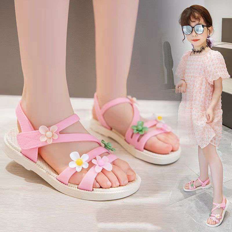 Medan Termurah KD004 Sendal anak perempuan sz 25-34 Sandal tali anak flower import