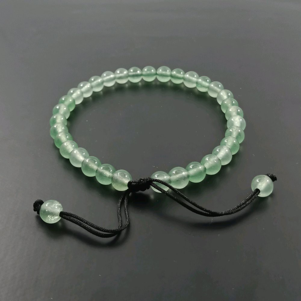 Gelang Tangan Batu Green Melon Chalcedony Dim 6mm Model Tali Serut Shambala