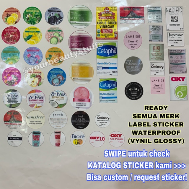 Jual Ready Semua Merek Bisa Custom Cetak Sticker Label Waterproof