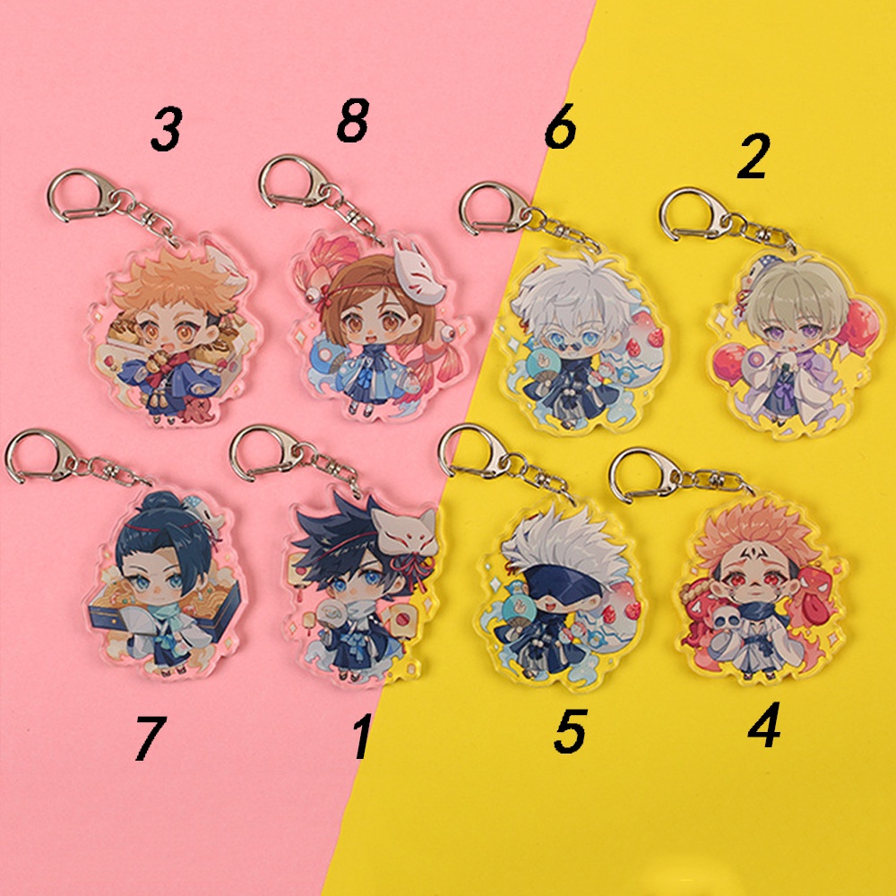 Needway  Cute Anime Jujutsu Kaisen Gifts Acrylic Keychain Yuji Itadori Kugisaki Nobara Cartoon Figure Fan Collection Kawaii Key Ring