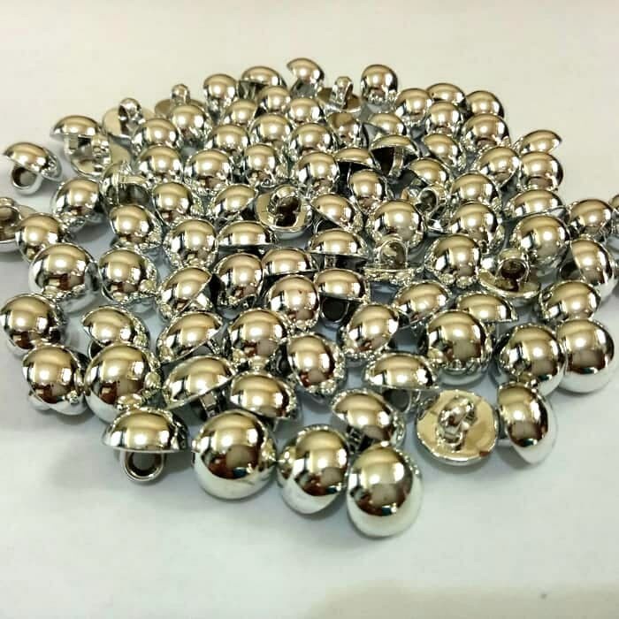 kancing jamur polos timbul 28L 18mm 1.8cm warna silver isi 100 pcs