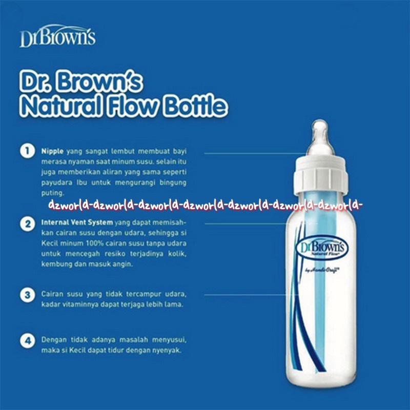 Dr Brown's 250ml Reduce Colic Spit-Up Burping &amp; Gas Milk Bottle 8oz Botol Susu Anak Dr Brown Dokter