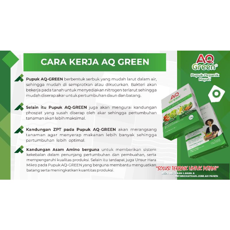 Pupuk Organik Hayati AQ GREEN Type Bubuk Original isi 1 kg Untuk 1000 Liter Air