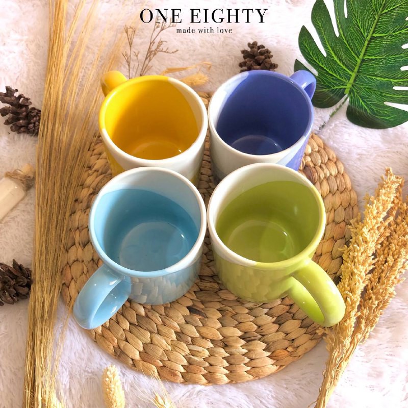 One Eighty Mug Gagang Keramik Porcelain 2 Warna Two Tone Gelas Cangkir 2 Warna Two Tone