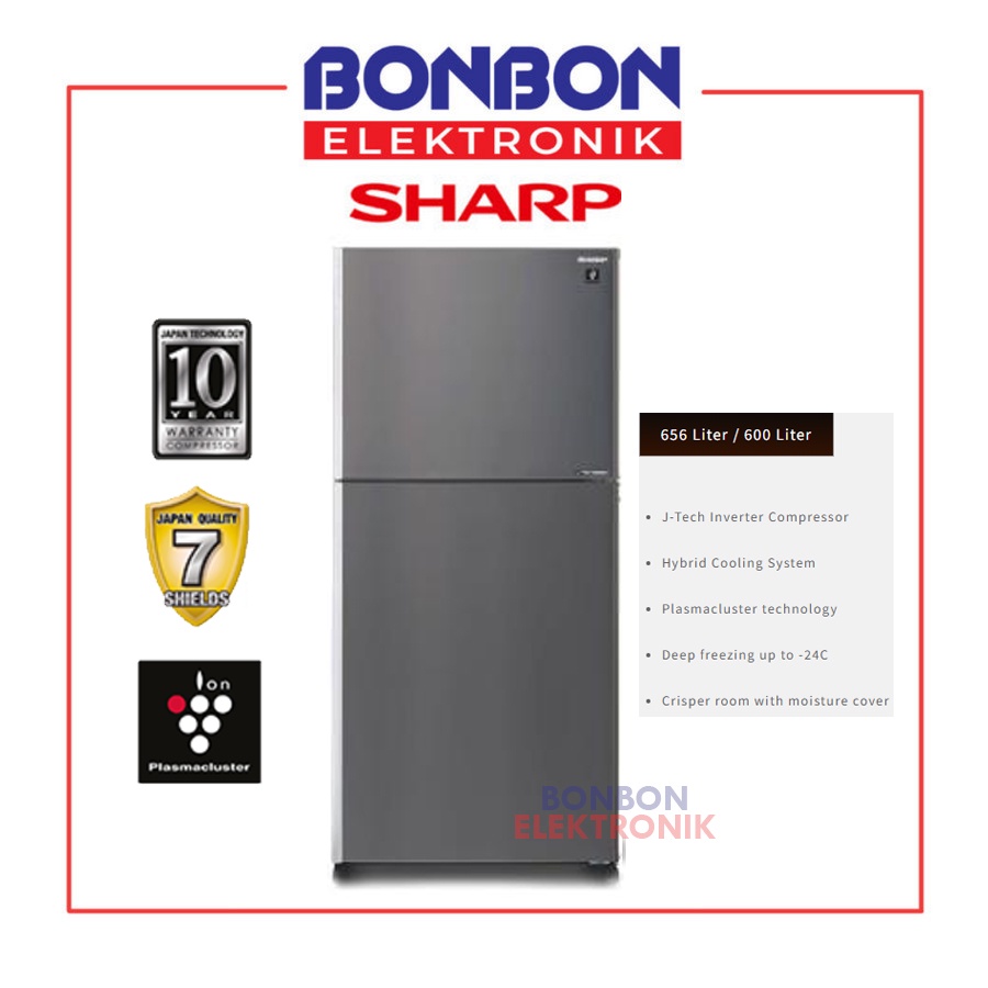 Sharp Kulkas 2 Pintu SJ-IG962PM-SL / SJIG962PMSL J-Tech Inverter