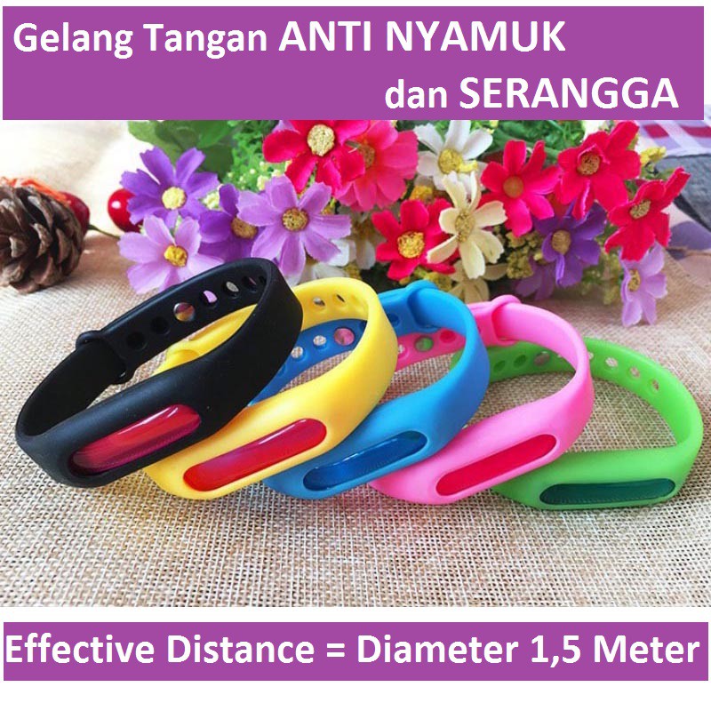 Gelang Tangan Anti Nyamuk dan Serangga Kecil radius 1,5 Meter- Mix Color / Gelang Bayi / Gelang anak