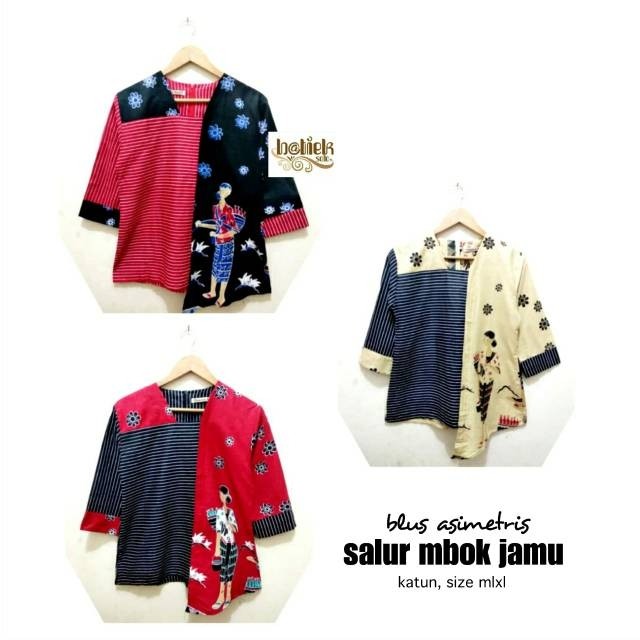 Tunik Jamu Gendong 2 Atasan Batik Kerja Modern Kasual Elegan Kondangan