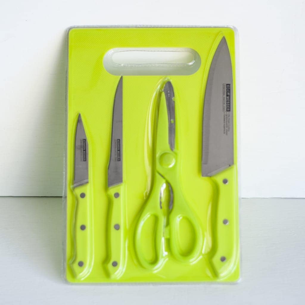 Pisau dan Talenan Set 5 In 1 Kitchen Knife Set Cutting Board Pisau Dapur Set