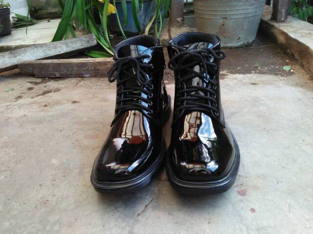 Sepatu pdh pria model tali hidup resleting hitam glos - pdh scurity - pdh TNI - pdh polisi - pdu pdl