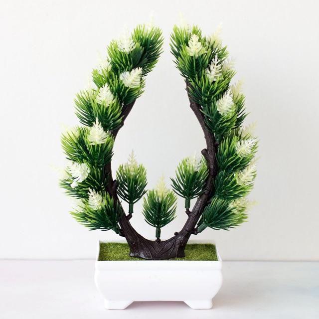 NM 566 bunga plastik/pajangan bunga artifisial/vas petak-Putih