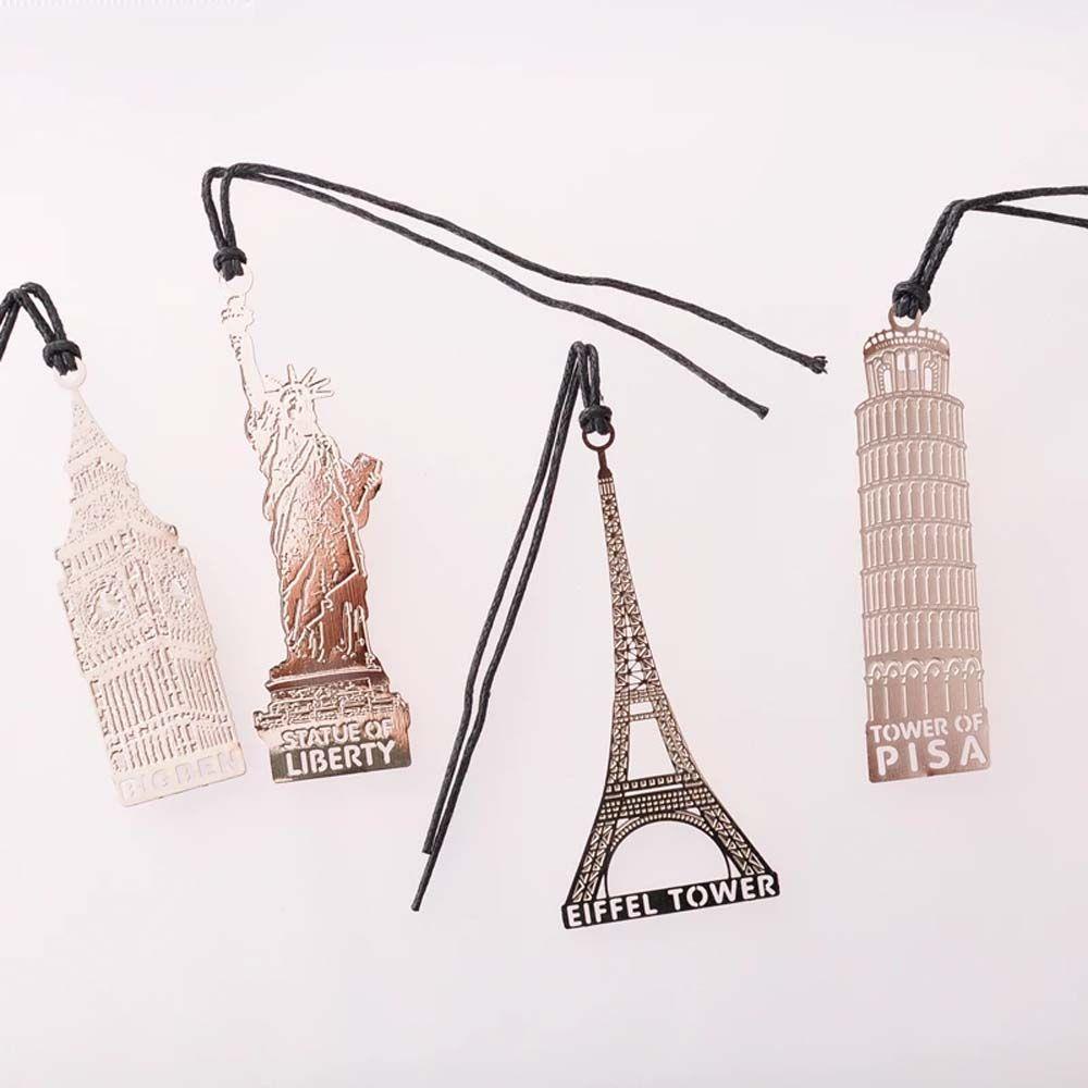 Lanfy Big Ben Bookmark Hadiah Guru Perlengkapan Belajar Klip Kertas Bangunan Pemodelan Tanda Buku Vintage Menara Eiffel