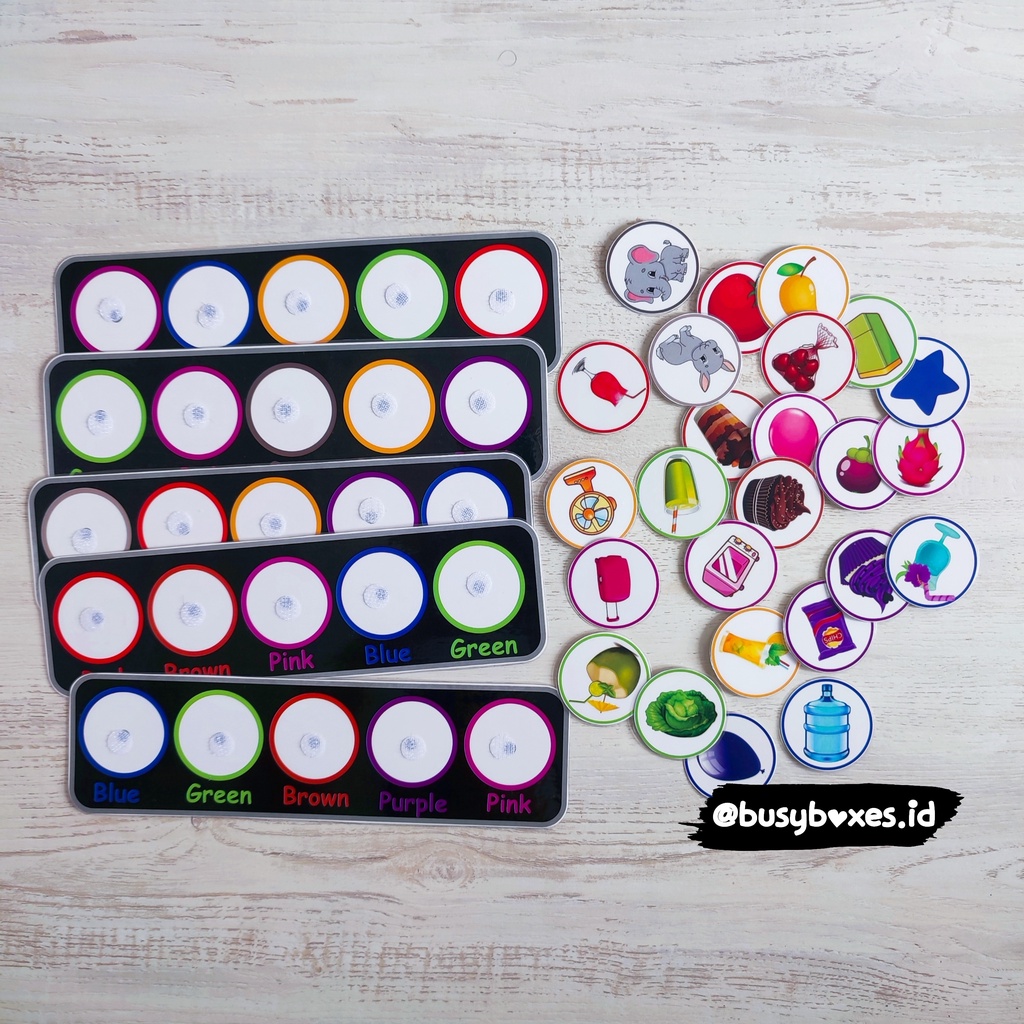 busypage mencocokan warna mainan edukasi dengan magnet