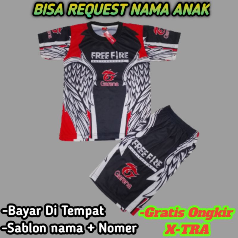 Setelan Jersey Bnl Free Fire Full PRINTING Pendek Setelan Baju Kaos Anak Laki Laki