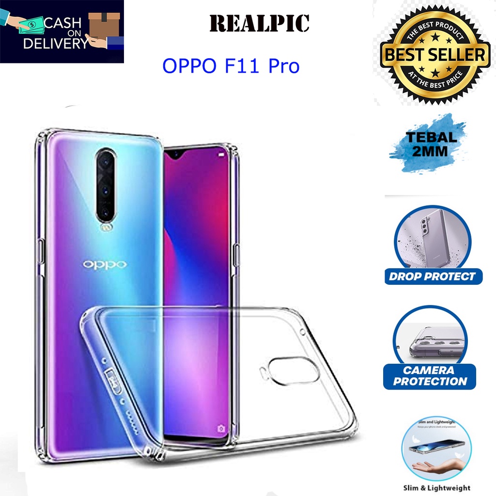 Case OPPO F11 PRO Casing Clear HD KETEBALAN 2MM BENING TRANSPARAN TPU Premium Softcase