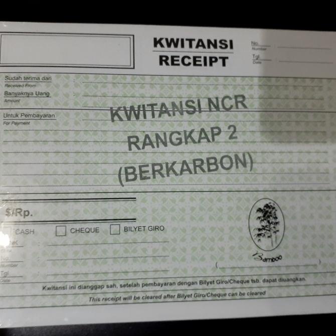 

Office & Stationery | Buku Tulis | Kwitansi Rangkap 2 Atau 2 Ply Ncr (Berkarbon) Bamboo | Best Seller