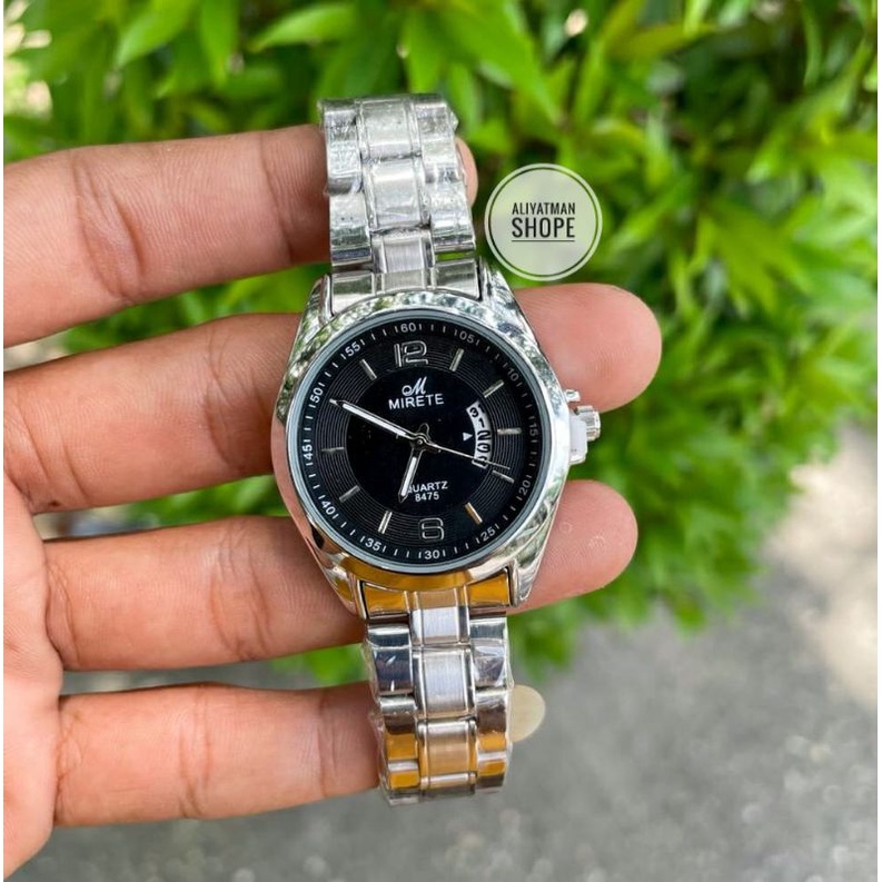 FASHION WANITA FITUR TANGAN JAM TANGAN MIRETE PREMIUM RANTAI STAINLIS STEL WATER RESISTANT 3BAR JAM TANGAN CEWEK