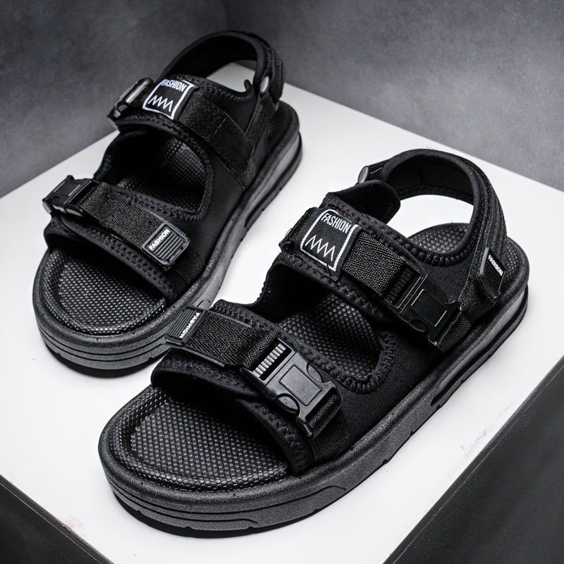 sepatu sandal pria hitam kasual Sendal pria Gunung sandal cowok kekinian import fashion trendi gaya-1901 HITAM