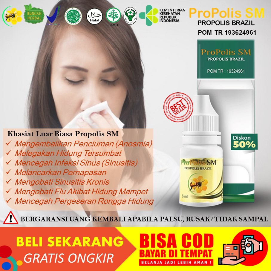 Obat Tetes Hidung Bau Busuk - Hidung Tersumbat - Hidung Mampet - Propolis SM Brazilian 100% Asli