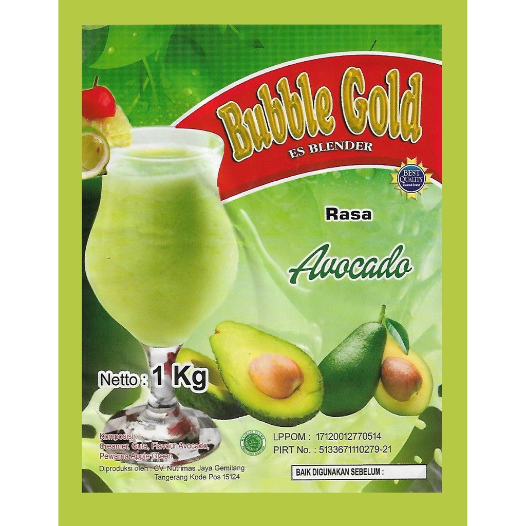 KEMASAN 1KG BUBBLE GOLD AVOCADO | SERBUK MINUMAN RASA ALPOKAT 1KILO