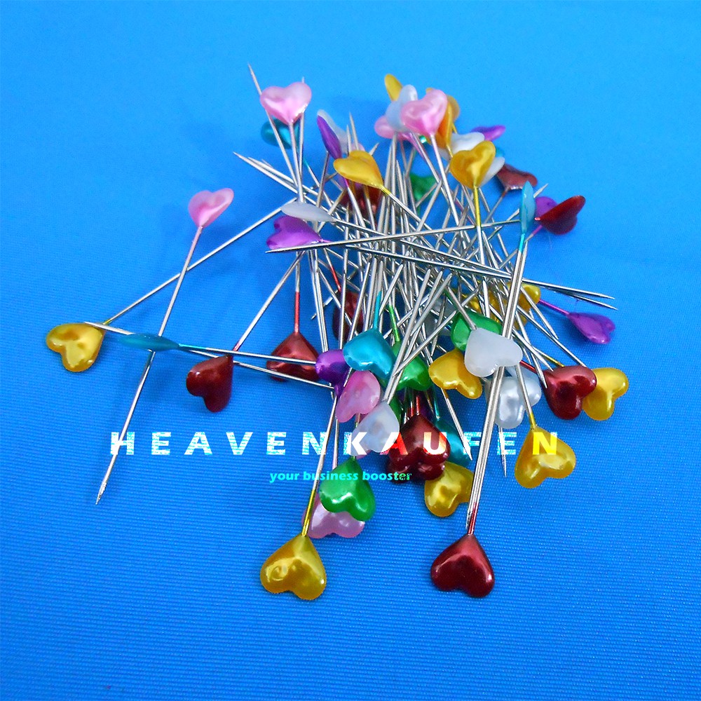 Jarum Pentul Pearl Head Pins Love Hati 5 cm / 2 inch Harga Per Pack isi 100 Pcs