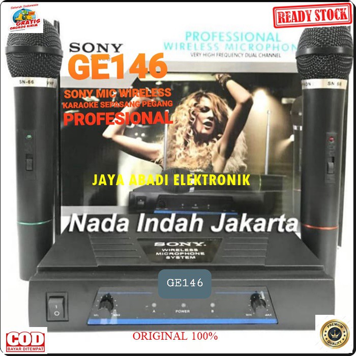 G146 SONY mic wireless karaoke mik sepasang mikrophone Wireles dual pegang microphone pro suara audio sound sistem vokal vocal professional panggung dj studio G146  Sepasang mic pegang  jarak mic bisa pakai sampe 20-40 meter.  BISA DIPAKAI KE SEGALA ALAT