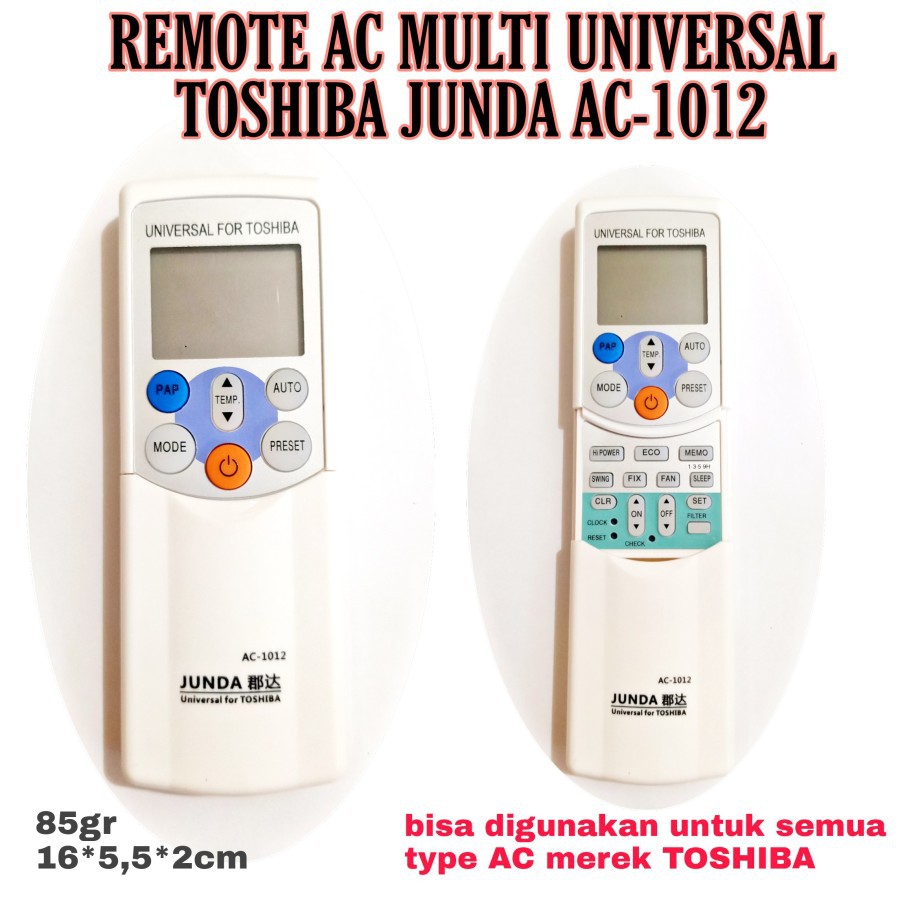 REMOTE AC MULTI UNIVERSAL TOSHIBA JUNDA AC-1012