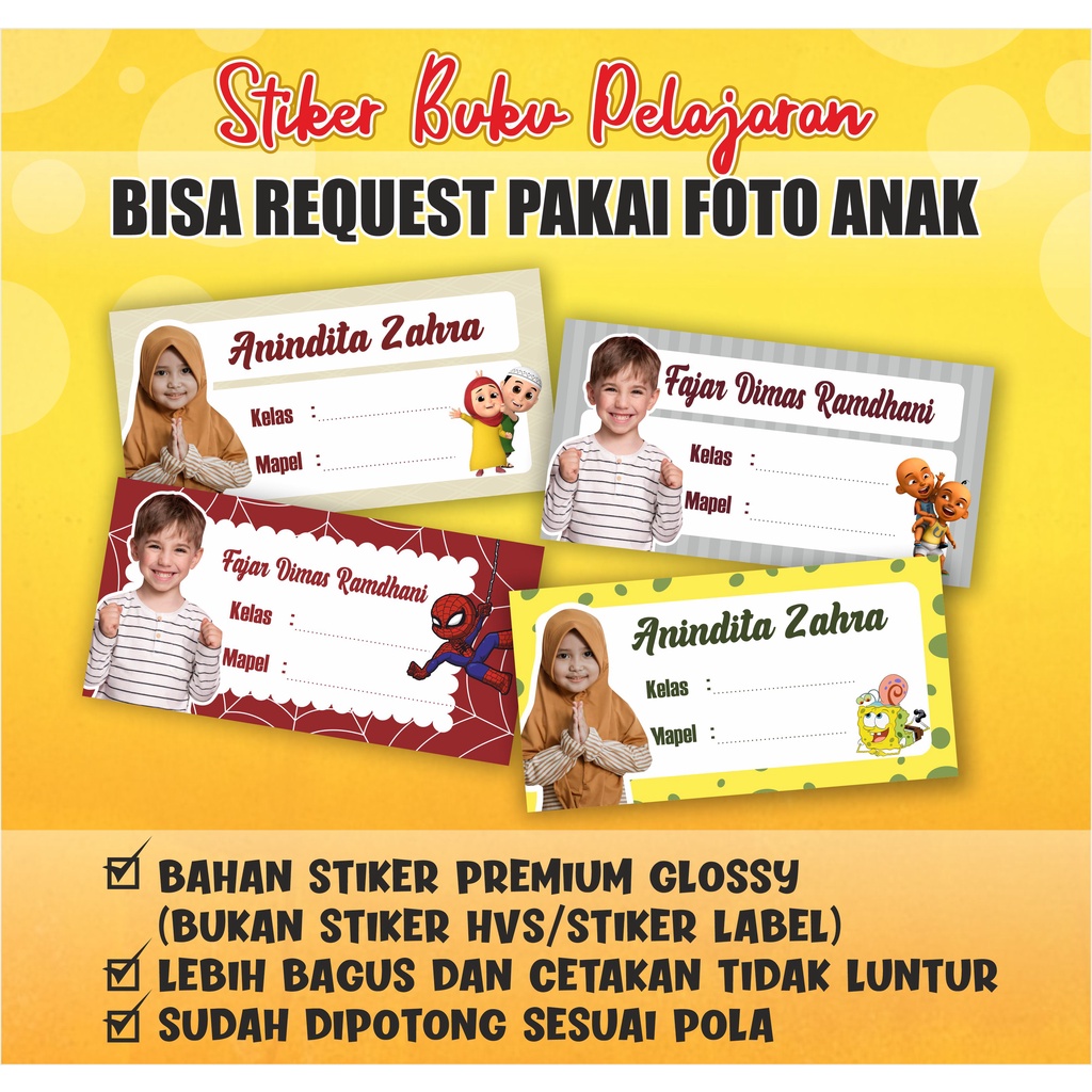 

(Bisa Custom Pakai Foto)Stiker Nama Buku Sekolah Stiker Buku Label Buku Stiker Label Buku Pelajaran Stiker Buku Sekolah