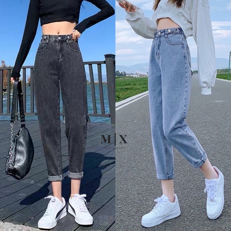 [CLEARANCE SALE] JEANS  BOYFRIEND CELANA WANITA CEWEK HIGHWAIST PANJANG BAGGY DENIM HW KULOT MX865