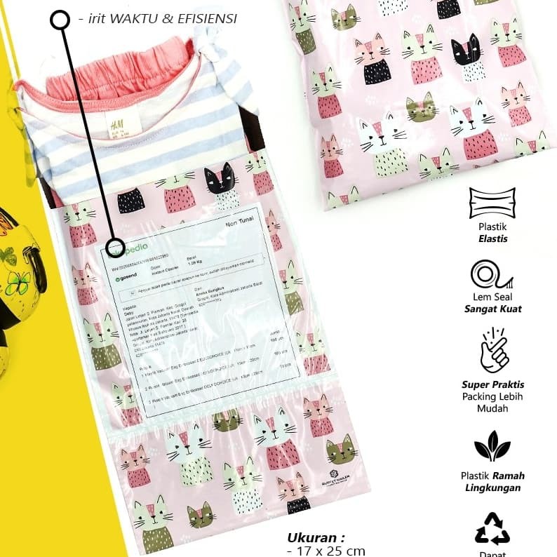 

Amplop Plastik Polymailer Rusfet Cutie Cat ukuran 35x45cm