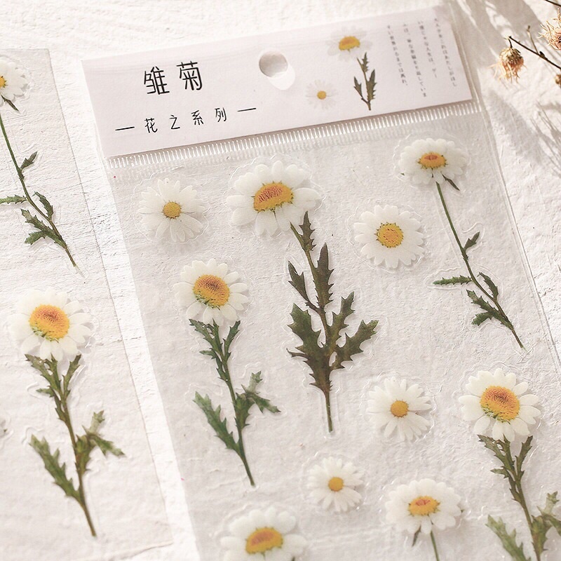 

Stiker bunga vintage flower sticker transparent transparan bening deco journalling dekorasi