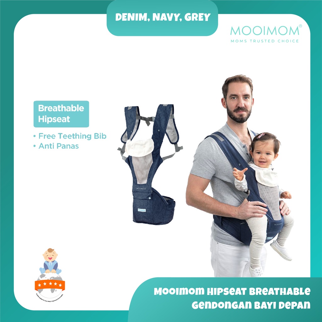 Gendongan Bayi Depan Mooimom Hipseat Breathable