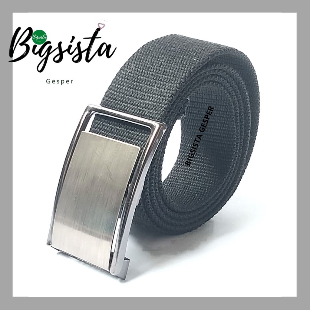 Ikat Pinggang Pria Katun Kanvas Ukuran Jumbo Kepala Polos Gesper Pria Tactical Bahan Kain Nylon Bigsize Sabuk Unisex Wanita oversize Sabuk Army