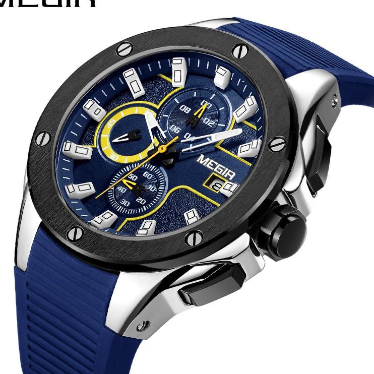 SJM.9467– MEGIR 2053 Jam Tangan Pria Analog Chronograph Tali Rubber MGOS