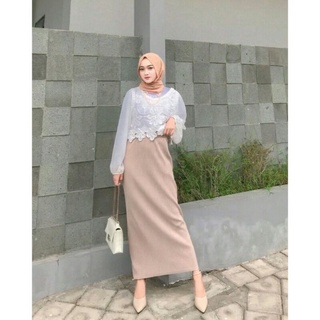 Jual Rok Span Plisket, Rok span pleated, Via Skirt Rok Midi Skirt, Rok