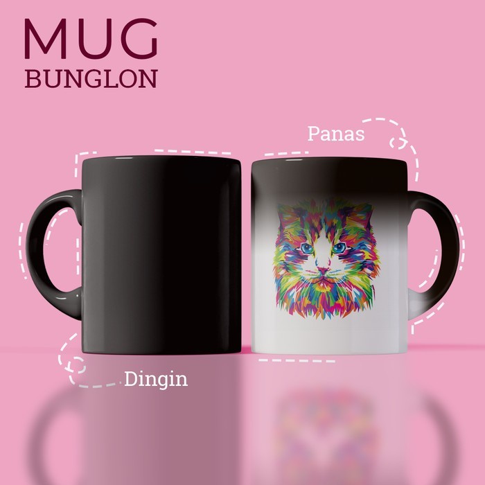Cetak Souvenir Mug Magic / Mug Bungklon Tanpa PO Pengerjaan Ekspress