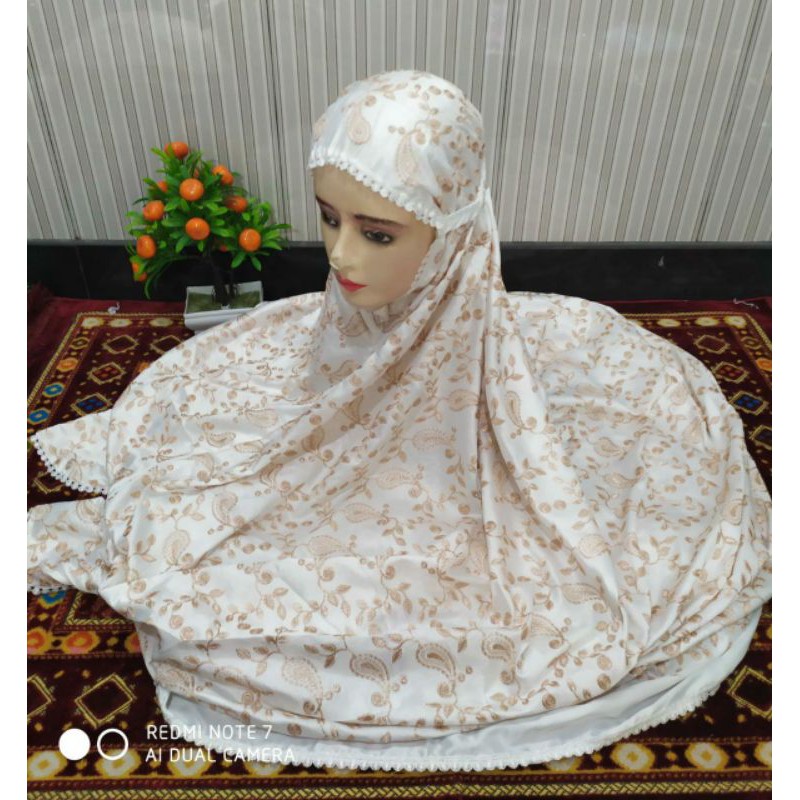 MUKENA TERUSAN SUTRA JEPANG ORI POLOS RENDA