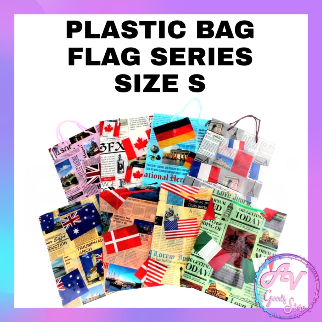 1Pcs Tas Plastik / Tas Belanja / 1Pcs Tas Plastik Fancy Serbaguna Bendera