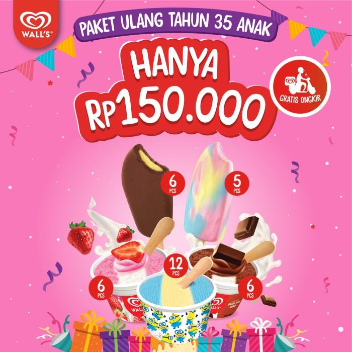 

Wall'S Ice Cream Paket Ulang Tahun 35 Anak - Es Krim Wall'S